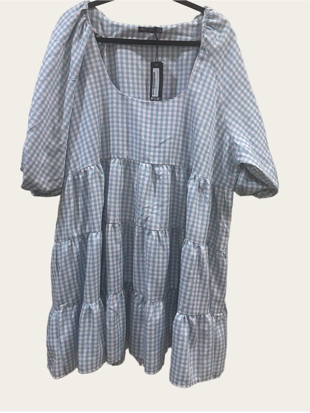 Nasty Gal Blue and White Checkered Gingham Dress Size 18 NWT